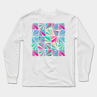 Eighties Geo Neon Shapes Bursts Long Sleeve T-Shirt